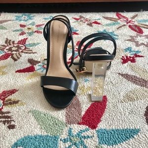 Saks Fifth Avenue Ankle Wrap 4” Block Heel Pump